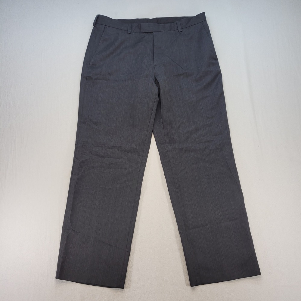 Kenneth Cole Reaction Dress Pants Mens 36x30 Charcoal Gray Flat Front Straight